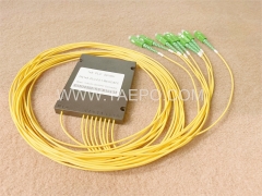 Fiber optic splitter, PLC, plastic case, G657A, 1x8, 2mm loose tube, 1m, with SC/APC connector